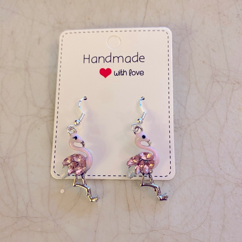Pink flamingo earrings